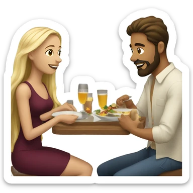 Puerto rican beard short brown hair getting dinner with with blond long hair girl  sticker
