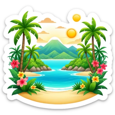 Full Tropical exotic sunny scenery  sticker