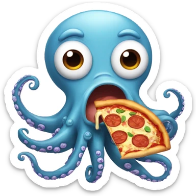 Octopus eating pizza sticker