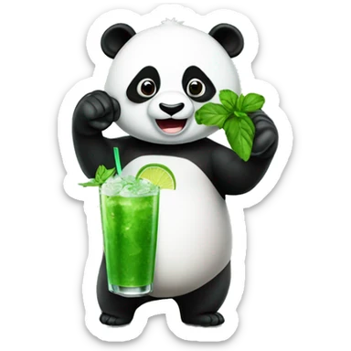 Panda with boxing gloves drinking a green mojito sticker