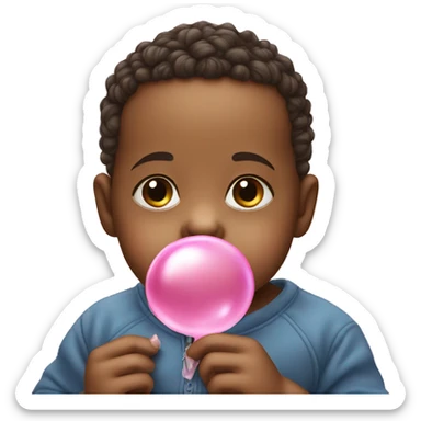 Baby blowing bubble gum sticker