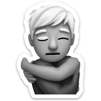 2 people hugging and crying white man and woman sticker