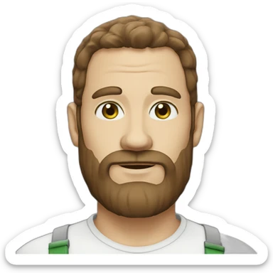 45 year-old man, green eyes, brown hair, white skin with 3 day beard sticker