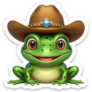 Frog wearing a cowboy hat sticker