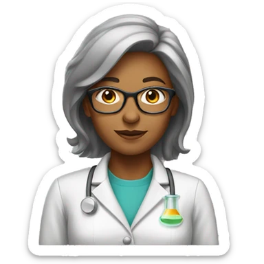 female chemistry professor long straight back and gray ha sticker