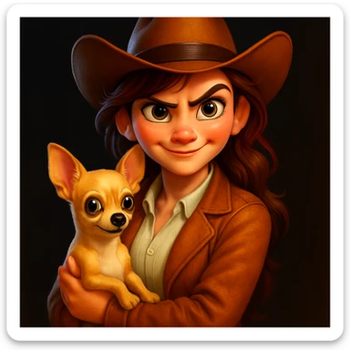 Enhance the image quality with maximum sharpness, fine details, and vibrant colors. Render in a highly expressive Pixar style while keeping the dark background intact. sticker