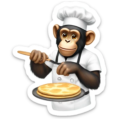 Chimpanzee chef making pancakes sticker