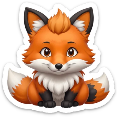 Floofy the Creampuff fox blackish gray fur color chubby Black paws orange color 3 tailsCrystals on the head, tails and Back sticker