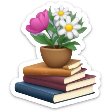Books and flowers  sticker