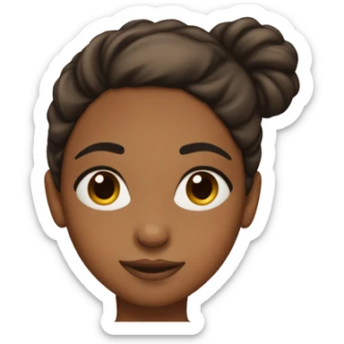 Brown girl with hair in bun raising eyebrow  sticker