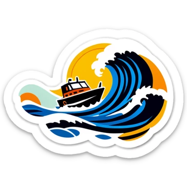 boat in waves sticker