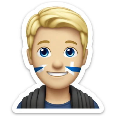 Male with blonde hair and blue eyes waving hand smiling with a Scotland flag 🏴󠁧󠁢󠁳󠁣󠁴󠁿  sticker