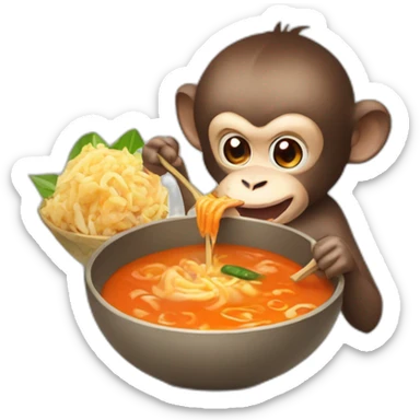 monkey-eating-tom-yam sticker