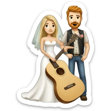 Redneck couple wedding wife with tattoos husband with guitar sticker