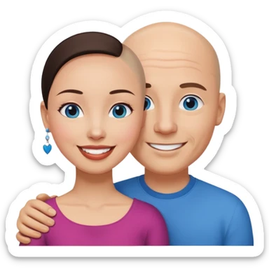 Bald white man blue eyes in love with Filipina woman sticker