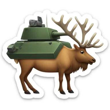 elk in a tank cartoon style sticker