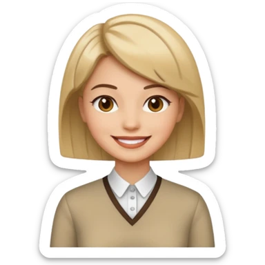 a face of a woman with a good haircut and good outfit sticker