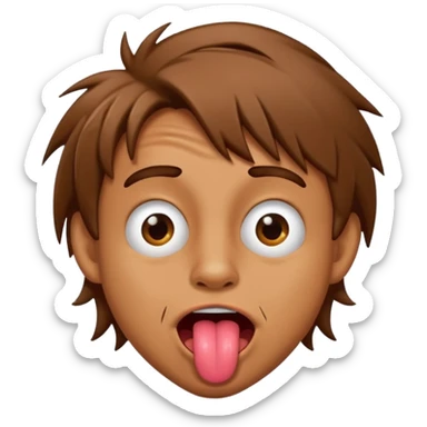 silly man with weird expression and tongue sticking out sticker