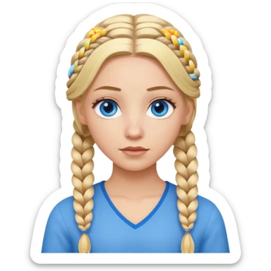 white girl 10 blonde braids sticker