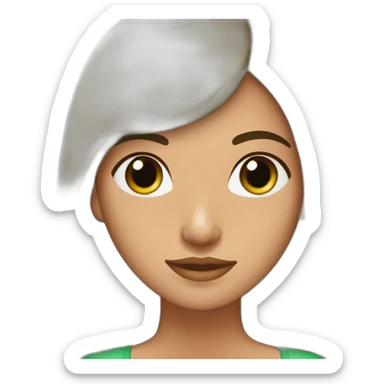 Linda chica con cabello largo castaño, liso y raya en medio, con ojos verdes sticker