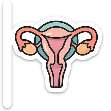 female uterus, detailed with visible elements (ovaries, fallopian tubes), detailed shadows and highlights, thin clean contours, soft rounded shapes, pastel palette #98B5BC, #B5B3C1, #C9A3C9, #E4C0CA, #F7DCD1, #F7C0AA, modern Japanese pop art and sticker aesthetic, soft lighting, transparent background sticker