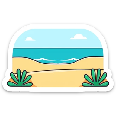 colorful beach windmill spinning in pleasant ocean breeze sticker