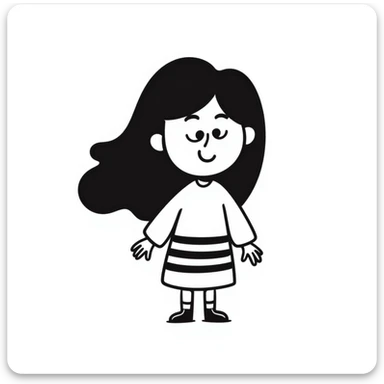 A cute hand-drawn girl named Elma with long hair and a friendly smile sticker