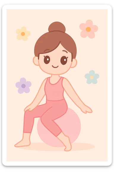 pink pilates girl surrounded by flowers, soft and feminine style sticker