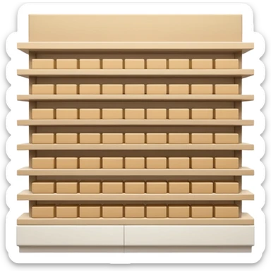 "Minimalist Japanese retail shelf display, products aligned identically across horizontal rows, vertically varied by type, clean spacing, precise symmetry, soft neutral lighting, aesthetic composition, highly organized, front-facing packages, ultra-detailed." sticker