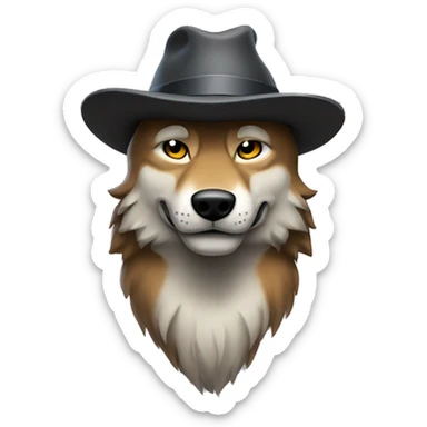 tall muscular wolf with fedora sticker