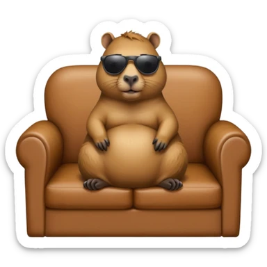 Capybara wearing sunglasses seating in a sofa sideways  sticker