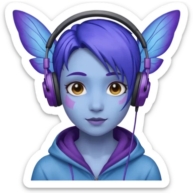 fairy blue purple headphones sticker
