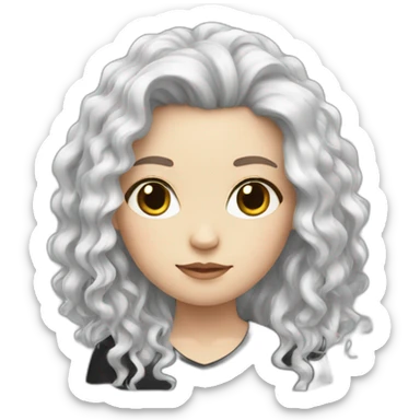 White girl with frizzy long black hair sticker