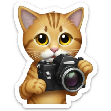 halloween theme cat taking a picure using a film camera sticker