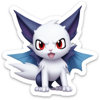 Edgy Cool Chibi Sneasel-Noibat-Absol-Pokémon-Fakémon-fusion-cat Full Body sticker
