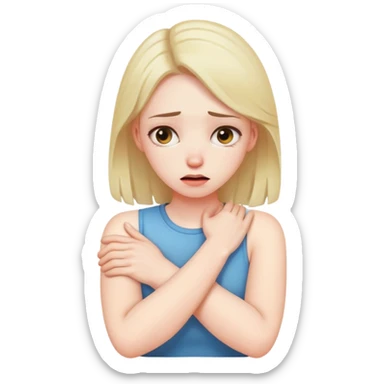 Arms crossed holding neck stressed girl sticker