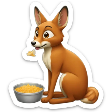 In renard qui mange un moineau sticker