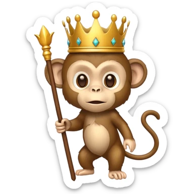 A monkey with a crown and a staff  sticker