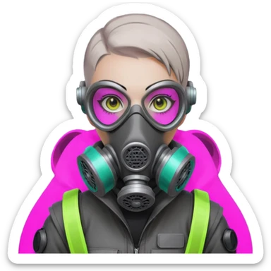 cyberpunk gasmask girl programmer buzzcut sticker