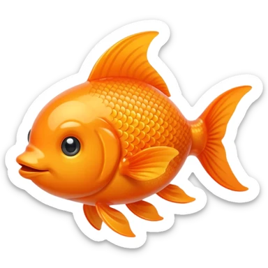 goldfish, emoji style, simple cute, bright orange, rounded shape sticker