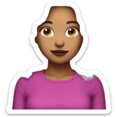 A magenta hair girl white ton skin sticker