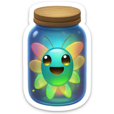  jar filled with glowing rainbow fireflies sticker