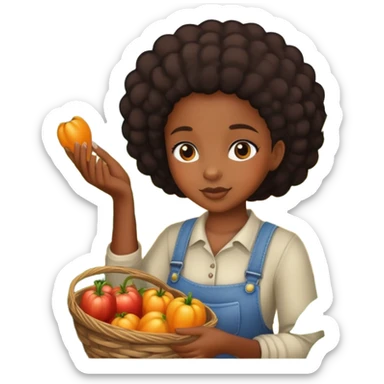 black girl picking crops  sticker