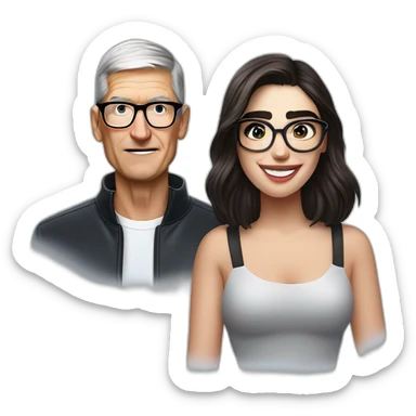 Tim Cook and dua lipa with eyeglasses sticker