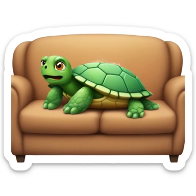 Turtle laying on couch scared sticker