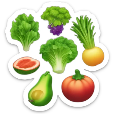 Green Salad Emoji 🥗 - "Transform into a vibrant, colorful mix of exotic fruits and vegetables, enhancing visual appeal and freshness. sticker