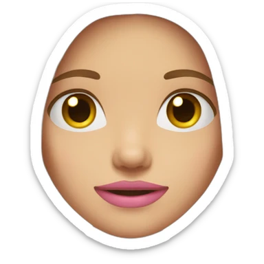 young girl long straight light brown hair, grey eyes, pink mouth sticker