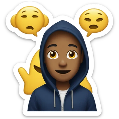 generate me a yellow emoji person wearing a navy blue hoodie which says GAP on it in big letters  sticker