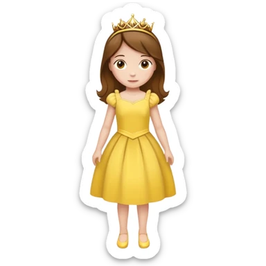 minimal simple princess with yellow dress and brown hair sticker
