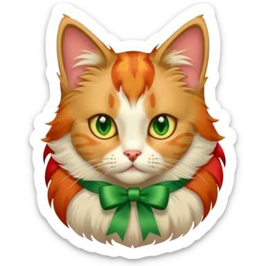Dilute calico cat with ribbon sticker